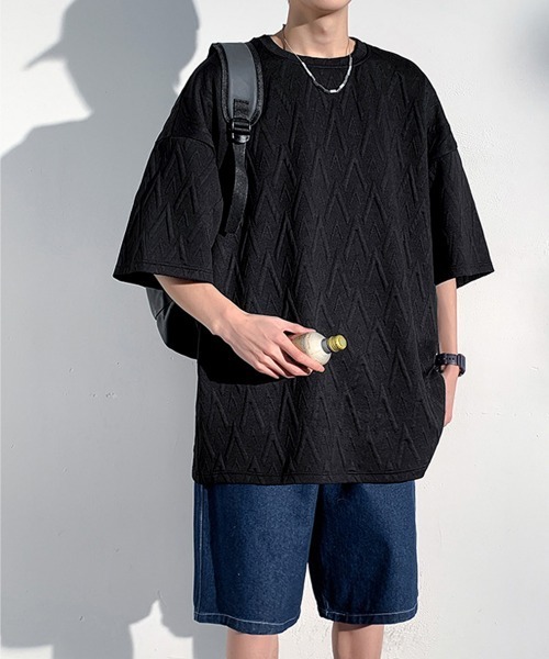 AsaAura(アサオーラ)の「メンズ Tシャツ クルーネックスウェット(Tシャツ/カットソー・メンズ・ブラック/ベージュ/ホワイト・FREE)」の6枚目の写真