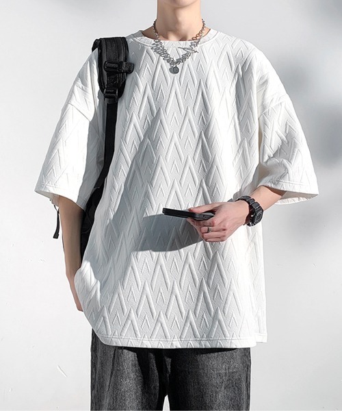 AsaAura(アサオーラ)の「メンズ Tシャツ クルーネックスウェット(Tシャツ/カットソー・メンズ・ブラック/ベージュ/ホワイト・FREE)」の7枚目の写真