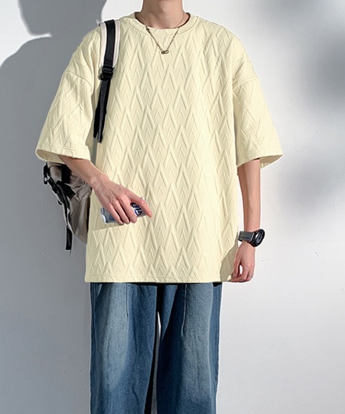 AsaAura(アサオーラ)の「メンズ Tシャツ クルーネックスウェット(Tシャツ/カットソー・メンズ・ブラック/ベージュ/ホワイト・FREE)」の11枚目の写真
