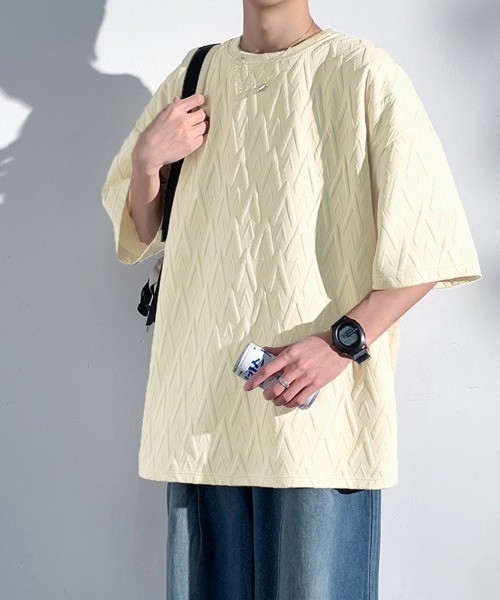 AsaAura(アサオーラ)の「メンズ Tシャツ クルーネックスウェット(Tシャツ/カットソー・メンズ・ブラック/ベージュ/ホワイト・FREE)」の12枚目の写真