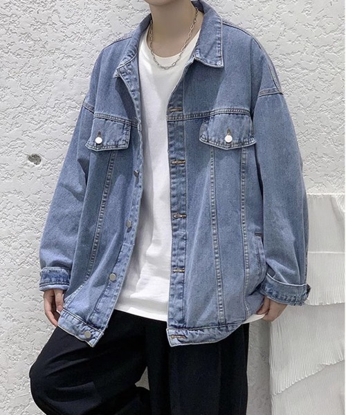 NEW GENTLEMAN(ニュージェントルマン)の「マーティー ルーズシルエット デニムジャケット(デニムジャケット・メンズ・ブラック/ブルー・L/M)」の2枚目の写真