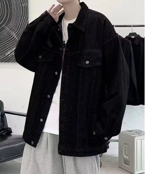 NEW GENTLEMAN(ニュージェントルマン)の「マーティー ルーズシルエット デニムジャケット(デニムジャケット・メンズ・ブラック/ブルー・L/M)」の4枚目の写真