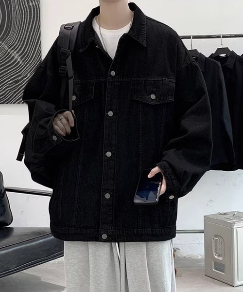 NEW GENTLEMAN(ニュージェントルマン)の「マーティー ルーズシルエット デニムジャケット(デニムジャケット・メンズ・ブラック/ブルー・L/M)」の6枚目の写真