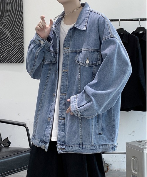 NEW GENTLEMAN(ニュージェントルマン)の「マーティー ルーズシルエット デニムジャケット(デニムジャケット・メンズ・ブラック/ブルー・L/M)」の8枚目の写真