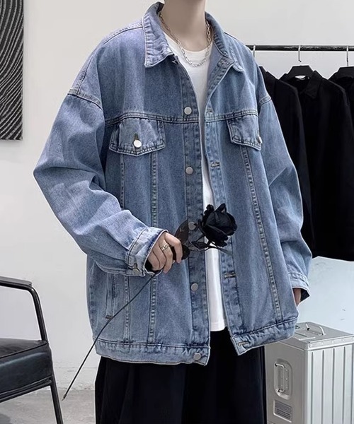 NEW GENTLEMAN(ニュージェントルマン)の「マーティー ルーズシルエット デニムジャケット(デニムジャケット・メンズ・ブラック/ブルー・L/M)」の13枚目の写真