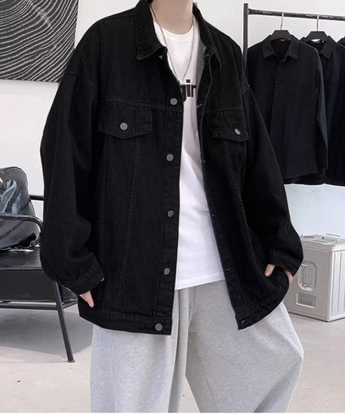 NEW GENTLEMAN(ニュージェントルマン)の「マーティー ルーズシルエット デニムジャケット(デニムジャケット・メンズ・ブラック/ブルー・L/M)」の5枚目の写真