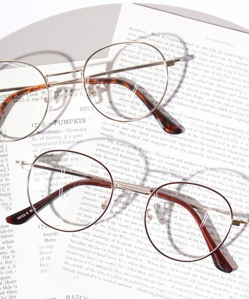 FUNALIVE（ファンアライブ）の「メタル ラウンド アンティーク調 伊達 メガネ（メガネ・メンズ・ゴールド/ブラック/シルバー/ブラウン・FREE）」の2枚目の写真