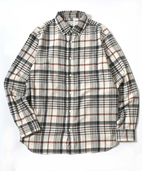 MARUKAWA(マルカワ)の「ソフトネル オンブレチェック ビエラ 長袖ボタンダウンシャツ(シャツ/ブラウス・メンズ・アイボリー/ブラック/カーキ/ブルー/ベージュ/ネイビー/ブラウン/レッド・M/L/LL)」の5枚目の写真