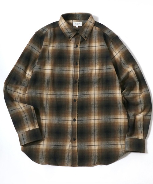 MARUKAWA(マルカワ)の「ソフトネル オンブレチェック ビエラ 長袖ボタンダウンシャツ(シャツ/ブラウス・メンズ・アイボリー/ブラック/カーキ/ブルー/ベージュ/ネイビー/ブラウン/レッド・M/L/LL)」の4枚目の写真