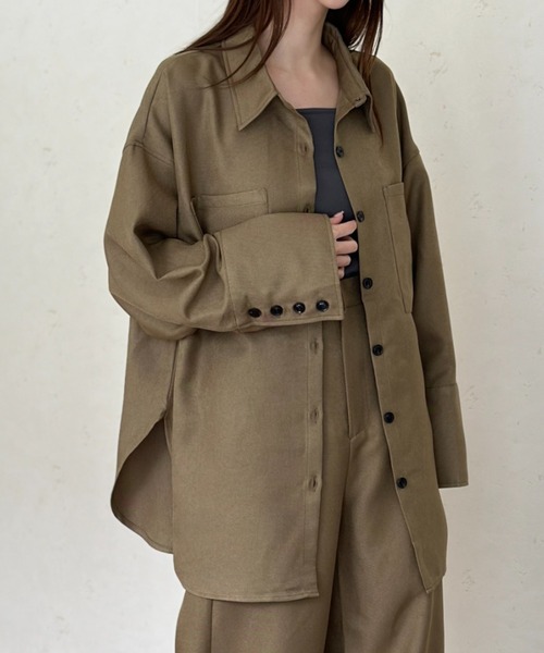 Per sist ence(パーシエンス)の「ヘザーエステルツイルビッグカフスシャツ(シャツ/ブラウス・レディース・ベージュ/アイボリー/ブラック/チャコールグレー・FREE)」の4枚目の写真