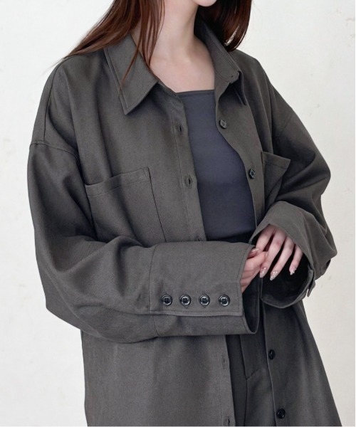 Per sist ence(パーシエンス)の「ヘザーエステルツイルビッグカフスシャツ(シャツ/ブラウス・レディース・ベージュ/アイボリー/ブラック/チャコールグレー・FREE)」の3枚目の写真