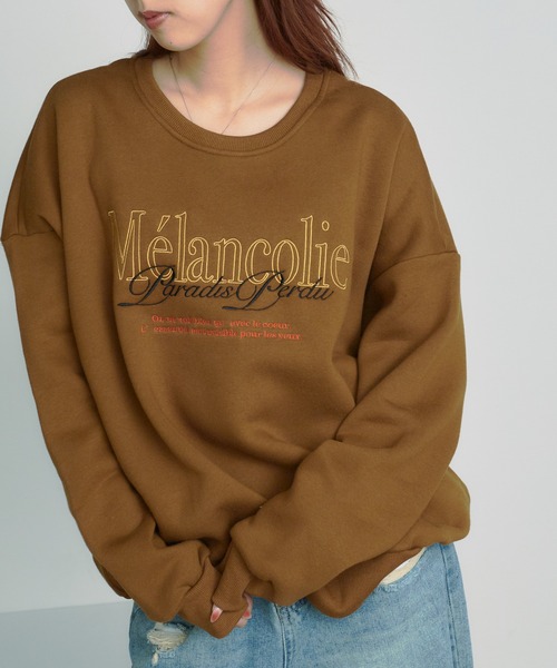 BLANK　（ブランク）の「Embroidered Logo Sweatshirt / 刺繍ロゴ ビッグスウェット（スウェット・レディース・ブラウン系その他/グレー系その他/ネイビー系/ライトグレー/ブラウン/ネイビー・FREE）」の4枚目の写真