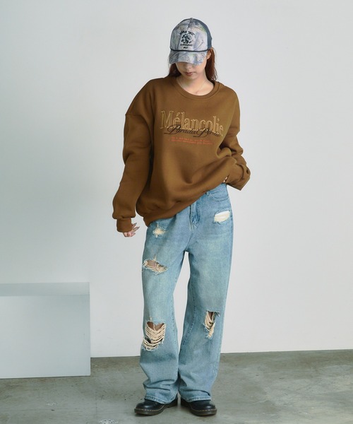 BLANK　（ブランク）の「Embroidered Logo Sweatshirt / 刺繍ロゴ ビッグスウェット（スウェット・レディース・ブラウン系その他/グレー系その他/ネイビー系/ライトグレー/ブラウン/ネイビー・FREE）」の16枚目の写真