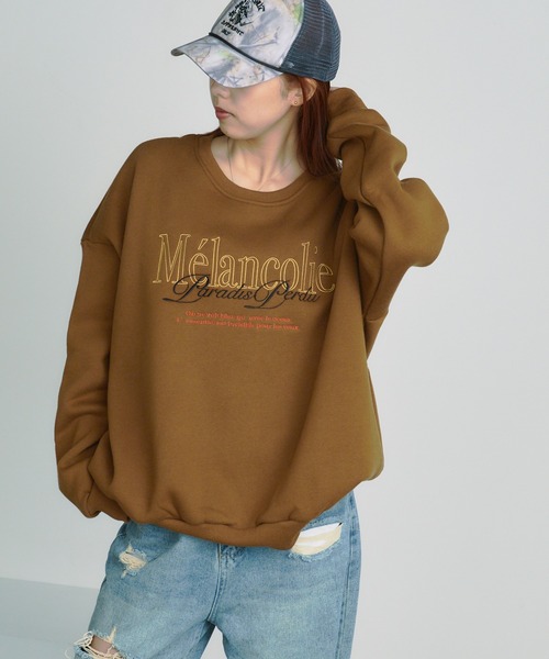 BLANK　（ブランク）の「Embroidered Logo Sweatshirt / 刺繍ロゴ ビッグスウェット（スウェット・レディース・ブラウン系その他/グレー系その他/ネイビー系/ライトグレー/ブラウン/ネイビー・FREE）」の15枚目の写真
