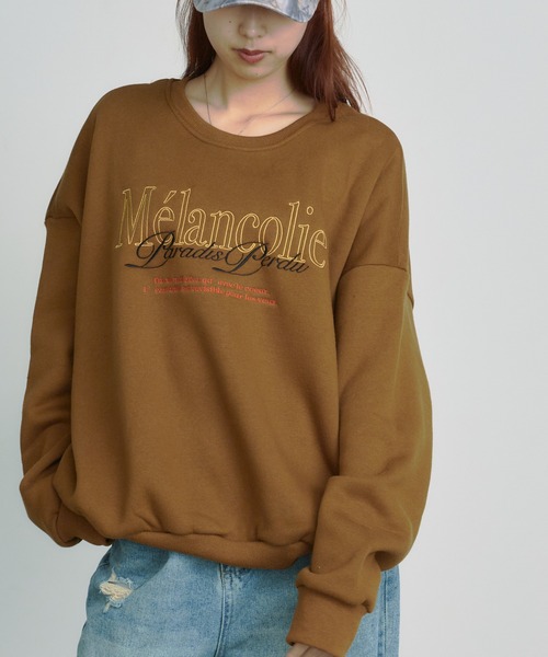 BLANK　（ブランク）の「Embroidered Logo Sweatshirt / 刺繍ロゴ ビッグスウェット（スウェット・レディース・ブラウン系その他/グレー系その他/ネイビー系/ライトグレー/ブラウン/ネイビー・FREE）」の14枚目の写真