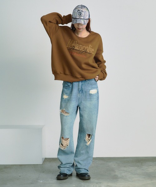 BLANK　（ブランク）の「Embroidered Logo Sweatshirt / 刺繍ロゴ ビッグスウェット（スウェット・レディース・ブラウン系その他/グレー系その他/ネイビー系/ライトグレー/ブラウン/ネイビー・FREE）」の17枚目の写真