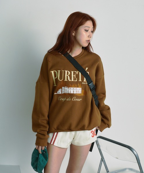 BLANK　（ブランク）の「Embroidered Logo Sweatshirt / 刺繍ロゴ ビッグスウェット（スウェット・レディース・ブラウン系その他/グレー系その他/ネイビー系/ライトグレー/ブラウン/ネイビー・FREE）」の7枚目の写真