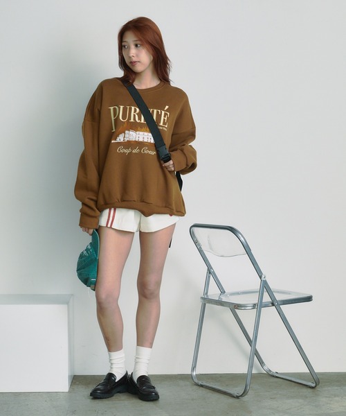 BLANK　（ブランク）の「Embroidered Logo Sweatshirt / 刺繍ロゴ ビッグスウェット（スウェット・レディース・ブラウン系その他/グレー系その他/ネイビー系/ライトグレー/ブラウン/ネイビー・FREE）」の12枚目の写真
