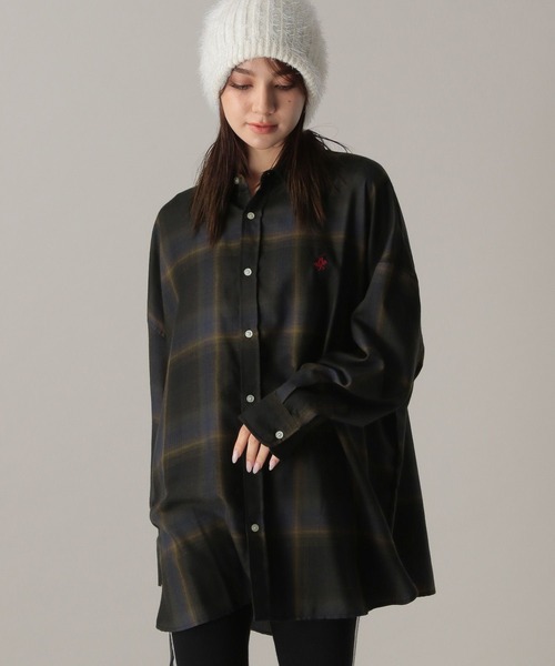 FOREVER 21（フォーエバー トゥエンティーワン）の「【Beverly Hills Polo Club】別注 チェックルーズシャツ（シャツ/ブラウス・レディース・オレンジ/ネイビー/イエロー/グレー/ブラック・FREE）」の15枚目の写真