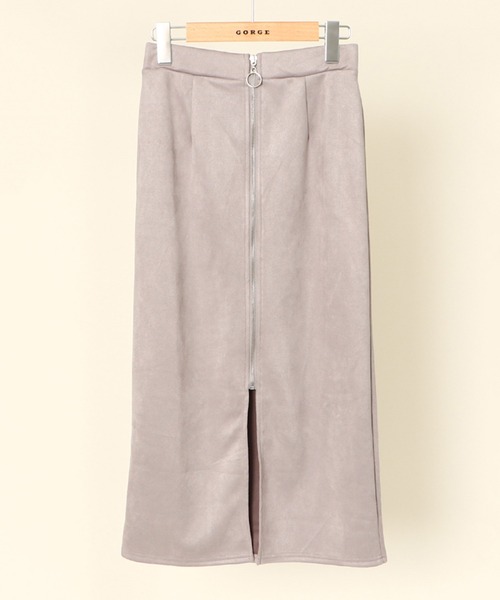 GORGE(ゴージ)の「《ZIPスリット×スエード風》レディース タイトスカート ポンチ素材 ロング丈 ストレッチ 秋冬(スカート・レディース・ブラック/グレイッシュベージュ/グレー/カーキ/モカ・F)」の4枚目の写真