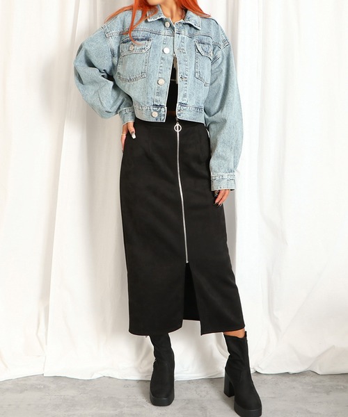 GORGE(ゴージ)の「《ZIPスリット×スエード風》レディース タイトスカート ポンチ素材 ロング丈 ストレッチ 秋冬(スカート・レディース・ブラック/グレイッシュベージュ/グレー/カーキ/モカ・F)」の6枚目の写真