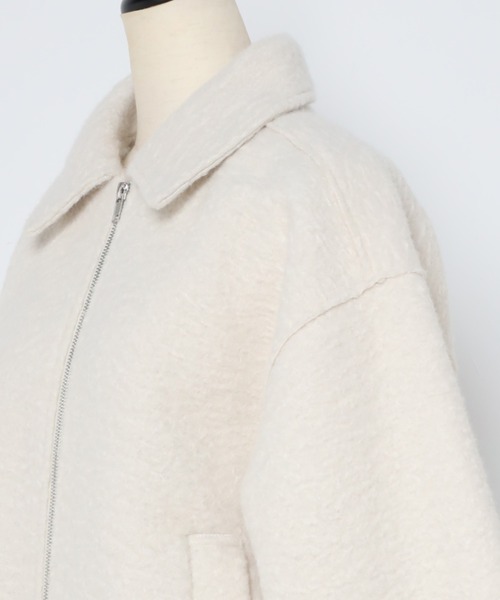 Bonjour Sagan(ボンジュールサガン)の「ブークレステンカラーWジップブルゾン(ブルゾン・レディース・ライトグレー/アイボリー/チャコールグレー・FREE)」の4枚目の写真