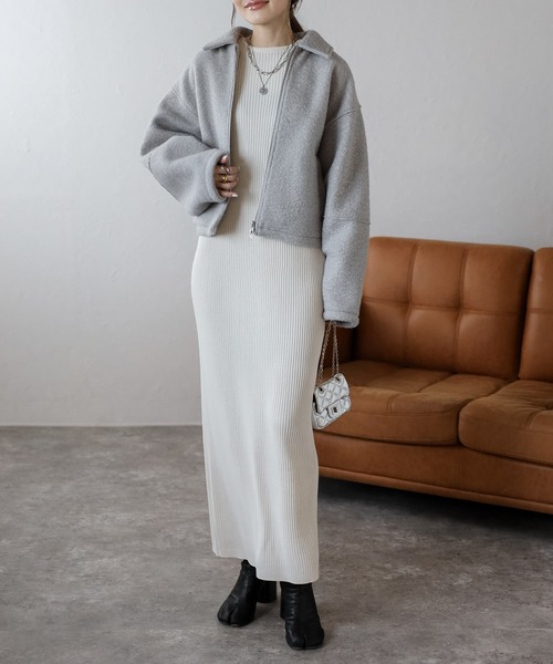 Bonjour Sagan(ボンジュールサガン)の「ブークレステンカラーWジップブルゾン(ブルゾン・レディース・ライトグレー/アイボリー/チャコールグレー・FREE)」の21枚目の写真