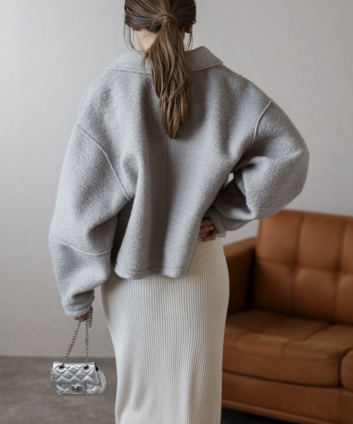 Bonjour Sagan(ボンジュールサガン)の「ブークレステンカラーWジップブルゾン(ブルゾン・レディース・ライトグレー/アイボリー/チャコールグレー・FREE)」の13枚目の写真