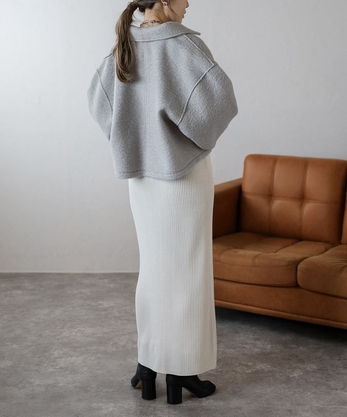 Bonjour Sagan(ボンジュールサガン)の「ブークレステンカラーWジップブルゾン(ブルゾン・レディース・ライトグレー/アイボリー/チャコールグレー・FREE)」の14枚目の写真