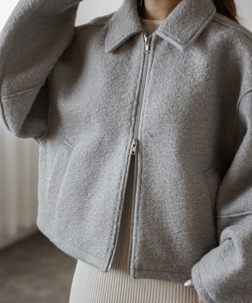 Bonjour Sagan(ボンジュールサガン)の「ブークレステンカラーWジップブルゾン(ブルゾン・レディース・ライトグレー/アイボリー/チャコールグレー・FREE)」の18枚目の写真