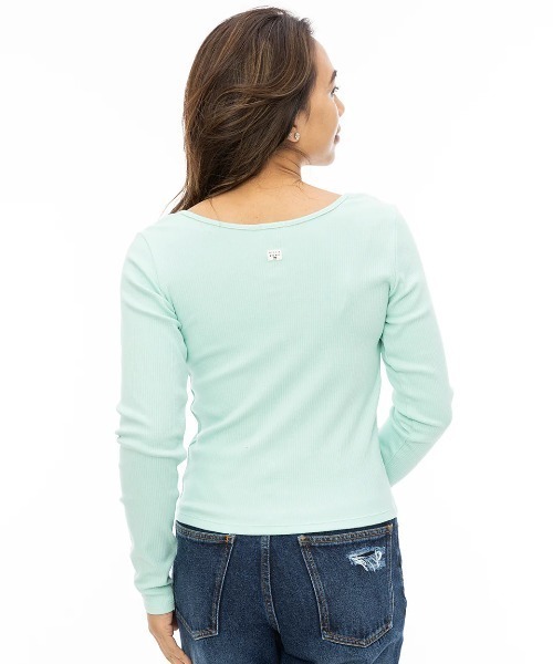 BILLABONG(ビラボン)の「BILLABONG レディース SNAP BACK LS TEE ロンT 【2024年秋冬モデル】/ビラボンスナップボタン長袖カットソー(Tシャツ/カットソー・レディース・ブラック/ホワイト系その他/グリーン系その他・MEDIUM)」の14枚目の写真