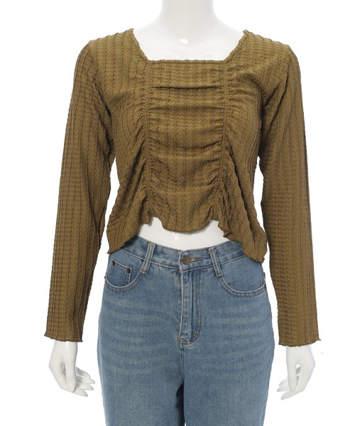 fifth（フィフス）の「ギャザーデザイントップス（Tシャツ/カットソー・レディース・カーキ/ブラック/ブラウン・M）」の14枚目の写真