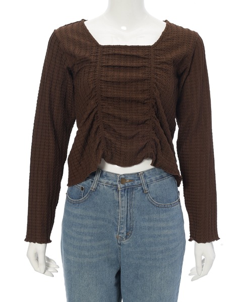 fifth（フィフス）の「ギャザーデザイントップス（Tシャツ/カットソー・レディース・カーキ/ブラック/ブラウン・M）」の4枚目の写真