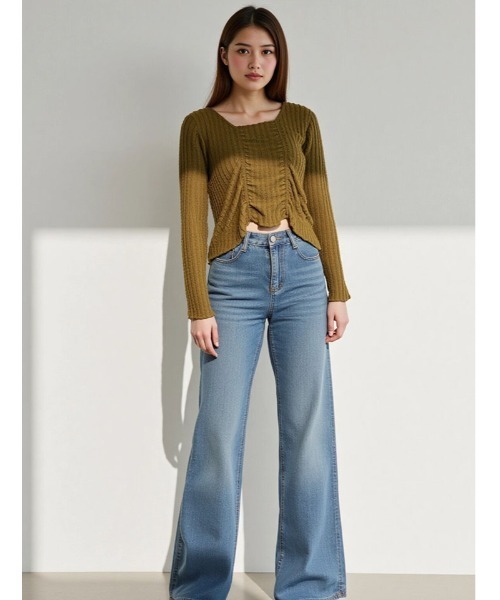 fifth（フィフス）の「ギャザーデザイントップス（Tシャツ/カットソー・レディース・カーキ/ブラック/ブラウン・M）」の5枚目の写真