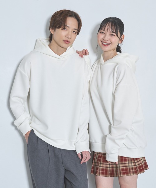 Honeys（ハニーズ）の「きれいめパーカー（パーカー・レディース・オフホワイト/ブラック/ブルー/ピンク/ダークブラウン・S/M/L/LL/3L）」の7枚目の写真