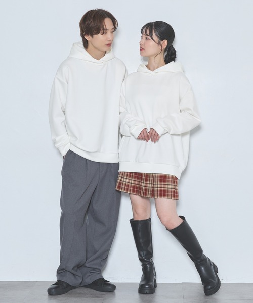 Honeys（ハニーズ）の「きれいめパーカー（パーカー・レディース・オフホワイト/ブラック/ブルー/ピンク/ダークブラウン・S/M/L/LL/3L）」の6枚目の写真