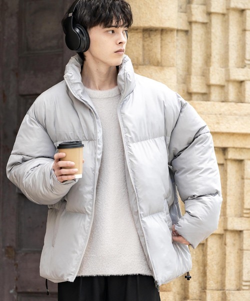 Rocky Monroe（ロッキーモンロー）の「オーバーサイズファイバーダウン中綿ジャケット（ダウンジャケット/コート・メンズ・ブラック系/オフホワイト/カーキ/ブラック/ブルー/グレー/ベージュ/ネイビー/チャコール・M/XL/L）」の5枚目の写真