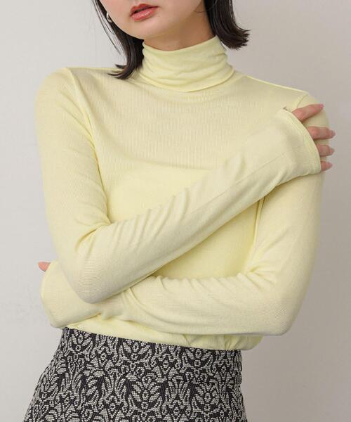 SENSE OF PLACE by URBAN RESEARCH（センスオブプレイスバイアーバンリサーチ）の「メローハイネックトップ（Tシャツ/カットソー・レディース・グリーン/ホワイト系その他/チャコールグレー/アイボリー/ブラック/イエロー・ONE）」の6枚目の写真