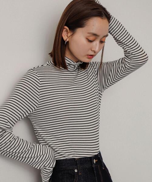 SENSE OF PLACE by URBAN RESEARCH（センスオブプレイスバイアーバンリサーチ）の「メローハイネックトップ（Tシャツ/カットソー・レディース・グリーン/ホワイト系その他/チャコールグレー/アイボリー/ブラック/イエロー・ONE）」の11枚目の写真