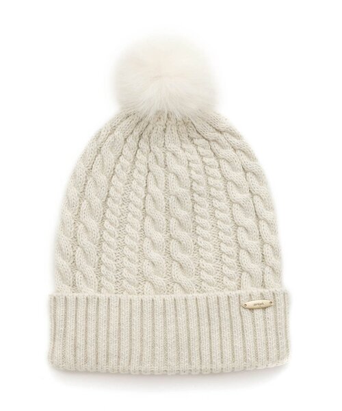 Seraph（セラフ）の「ファー梵天付きカラフルニット帽子（ニットキャップ/ビーニー・キッズ・ブルー/アイボリー/ピンク・50/54/58）」の2枚目の写真