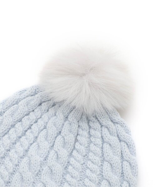 Seraph（セラフ）の「ファー梵天付きカラフルニット帽子（ニットキャップ/ビーニー・キッズ・ブルー/アイボリー/ピンク・50/54/58）」の7枚目の写真