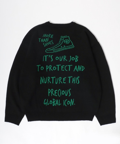 CONVERSE（コンバース）の「CONVERSE（コンバース）ブランドロゴジャガード編みニットセータープルオーバー レディース（ニット/セーター・レディース・ダークグリーン/ブラック系その他2/アイボリー/イエロー系その他/ブラック系その他/ホワイト系その他/ベージュ/チャコールグレー/ブラック/ネイビー/レッド/ホワイト系その他2・M/L）」の7枚目の写真