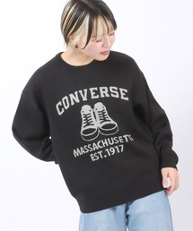 CONVERSE(コンバース)ブランドロゴジャガード編みニットセータープルオーバー レディース