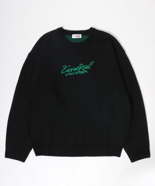 CONVERSE（コンバース）の「CONVERSE（コンバース）ブランドロゴジャガード編みニットセータープルオーバー レディース（ニット/セーター・レディース・ダークグリーン/ブラック系その他2/アイボリー/イエロー系その他/ブラック系その他/ホワイト系その他/ベージュ/チャコールグレー/ブラック/ネイビー/レッド/ホワイト系その他2・M/L）」の16枚目の写真