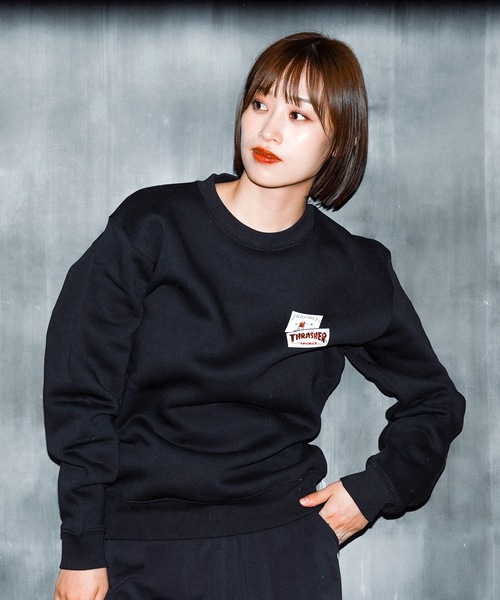 THRASHER(スラッシャー)の「GONZ STICKER CREW SWEAT/スラッシャーマーク・ゴンザレスゴンズステッカーデザインクルーネックスウェットトレーナー(スウェット・メンズ・アッシュグレー/ブラック・XX-LARGE/X-LARGE/LARGE/MEDIUM)」の5枚目の写真