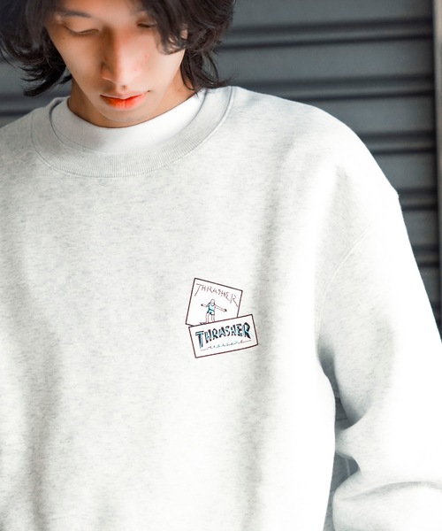 THRASHER(スラッシャー)の「GONZ STICKER CREW SWEAT/スラッシャーマーク・ゴンザレスゴンズステッカーデザインクルーネックスウェットトレーナー(スウェット・メンズ・アッシュグレー/ブラック・XX-LARGE/X-LARGE/LARGE/MEDIUM)」の13枚目の写真