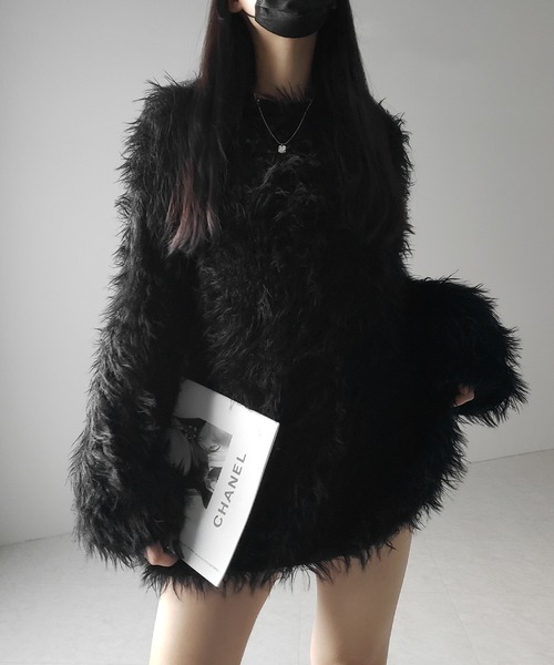 me+em select（ミームセレクト）の「【 ３color 】フラッフィーシャギーボリュームニットミニワンピース ／ fluffy shaggy volume knit mini onepiece（ワンピース・レディース・アイボリー/ブラック/グレー・FREE）」の10枚目の写真