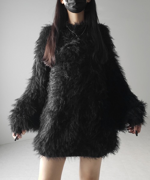 me+em select（ミームセレクト）の「【 ３color 】フラッフィーシャギーボリュームニットミニワンピース ／ fluffy shaggy volume knit mini onepiece（ワンピース・レディース・アイボリー/ブラック/グレー・FREE）」の11枚目の写真