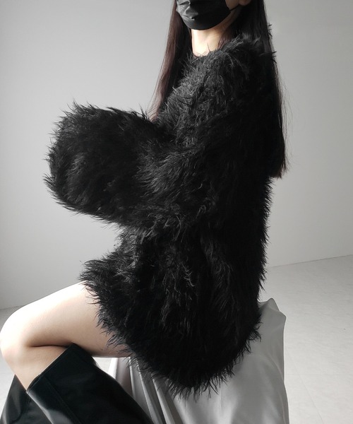 me+em select（ミームセレクト）の「【 ３color 】フラッフィーシャギーボリュームニットミニワンピース ／ fluffy shaggy volume knit mini onepiece（ワンピース・レディース・アイボリー/ブラック/グレー・FREE）」の15枚目の写真
