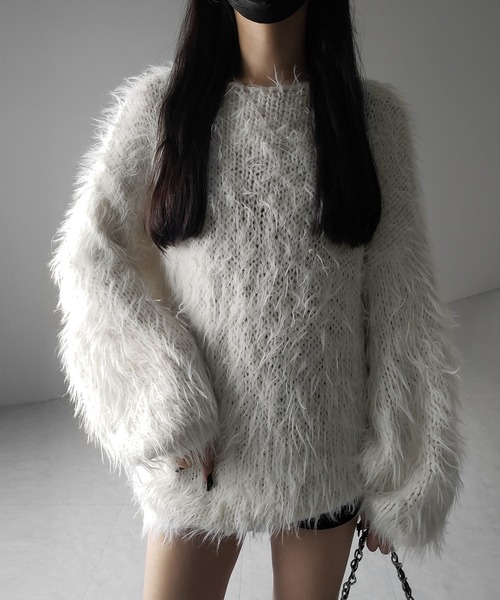 me+em select（ミームセレクト）の「【 ３color 】フラッフィーシャギーボリュームニットミニワンピース ／ fluffy shaggy volume knit mini onepiece（ワンピース・レディース・アイボリー/ブラック/グレー・FREE）」の22枚目の写真